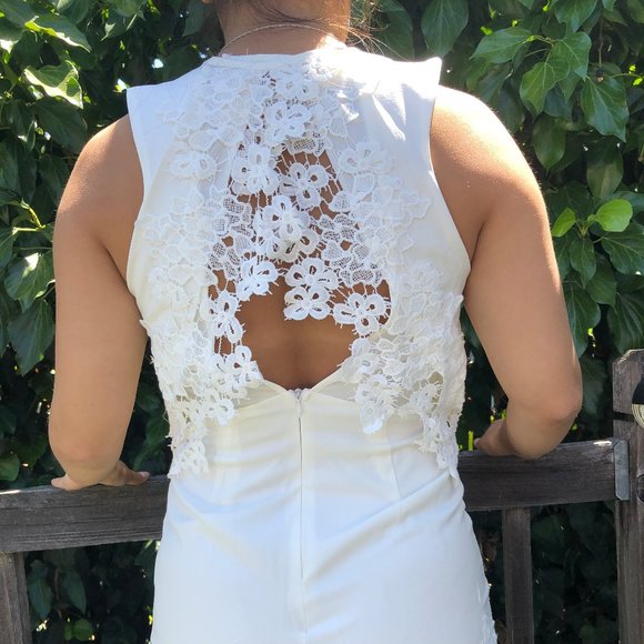 miami Pants - White Lace trimmed Romper - XS